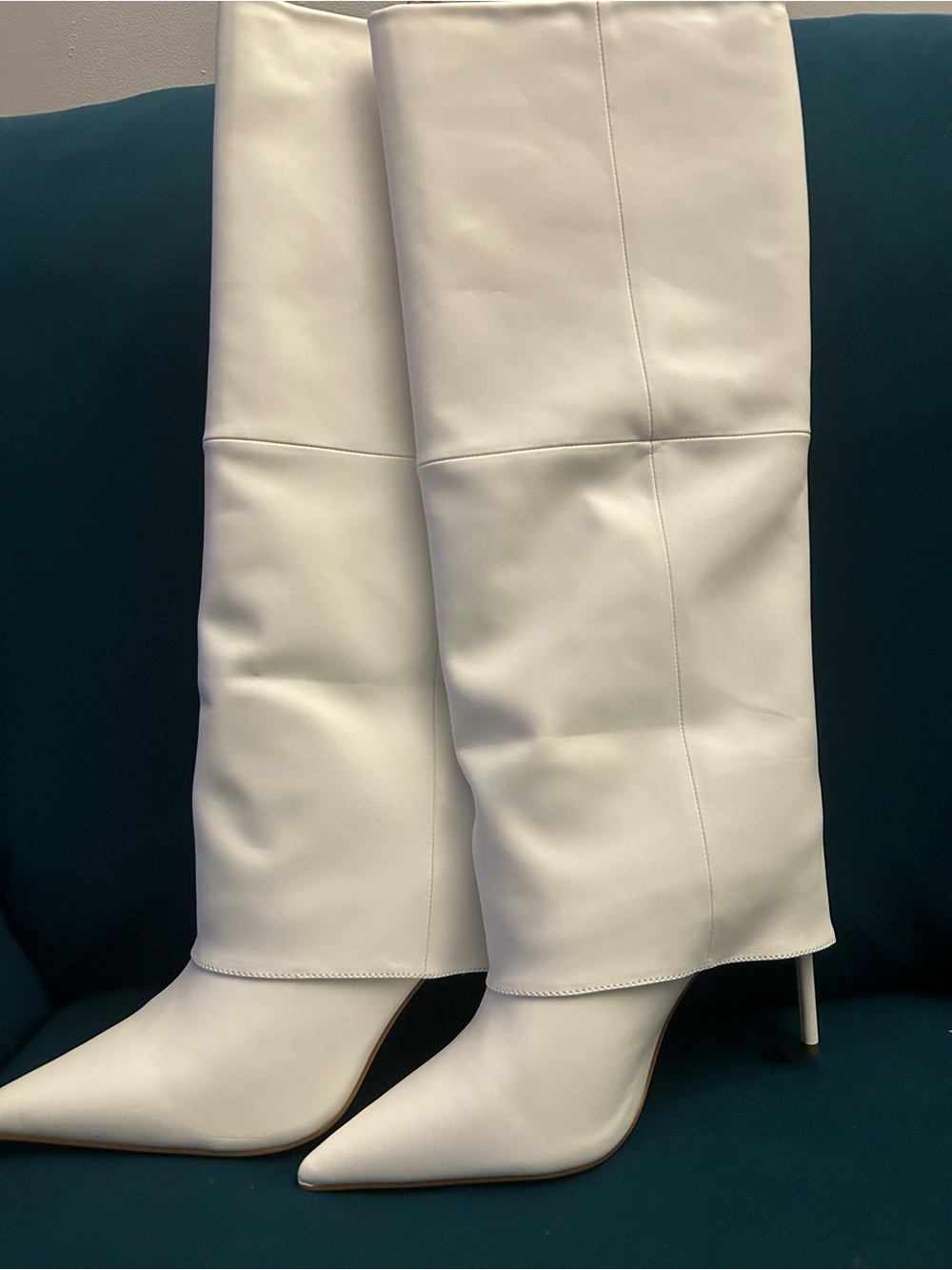 Steve Madden White Over-the-Knee Pointed Toe Stiletto Boots